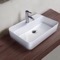 Rectangular White Ceramic Vessel Sink